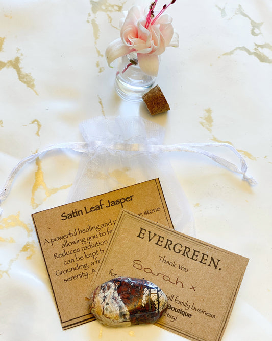 Satin Leaf Jasper Crystal Tumbled Stone - Healing & Protection