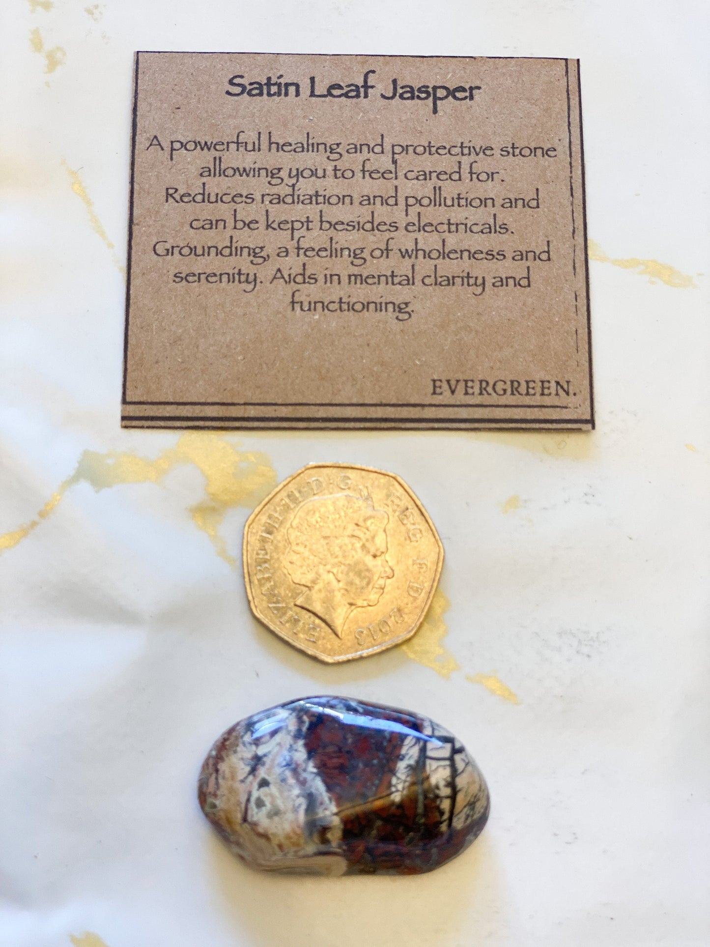 Satin Leaf Jasper Crystal Tumbled Stone - Healing & Protection