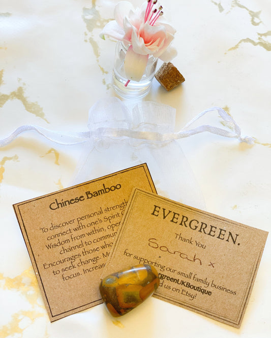 Chinese Bamboo Crystal Tumbled Stone - Strength, Wisdom, Clarity