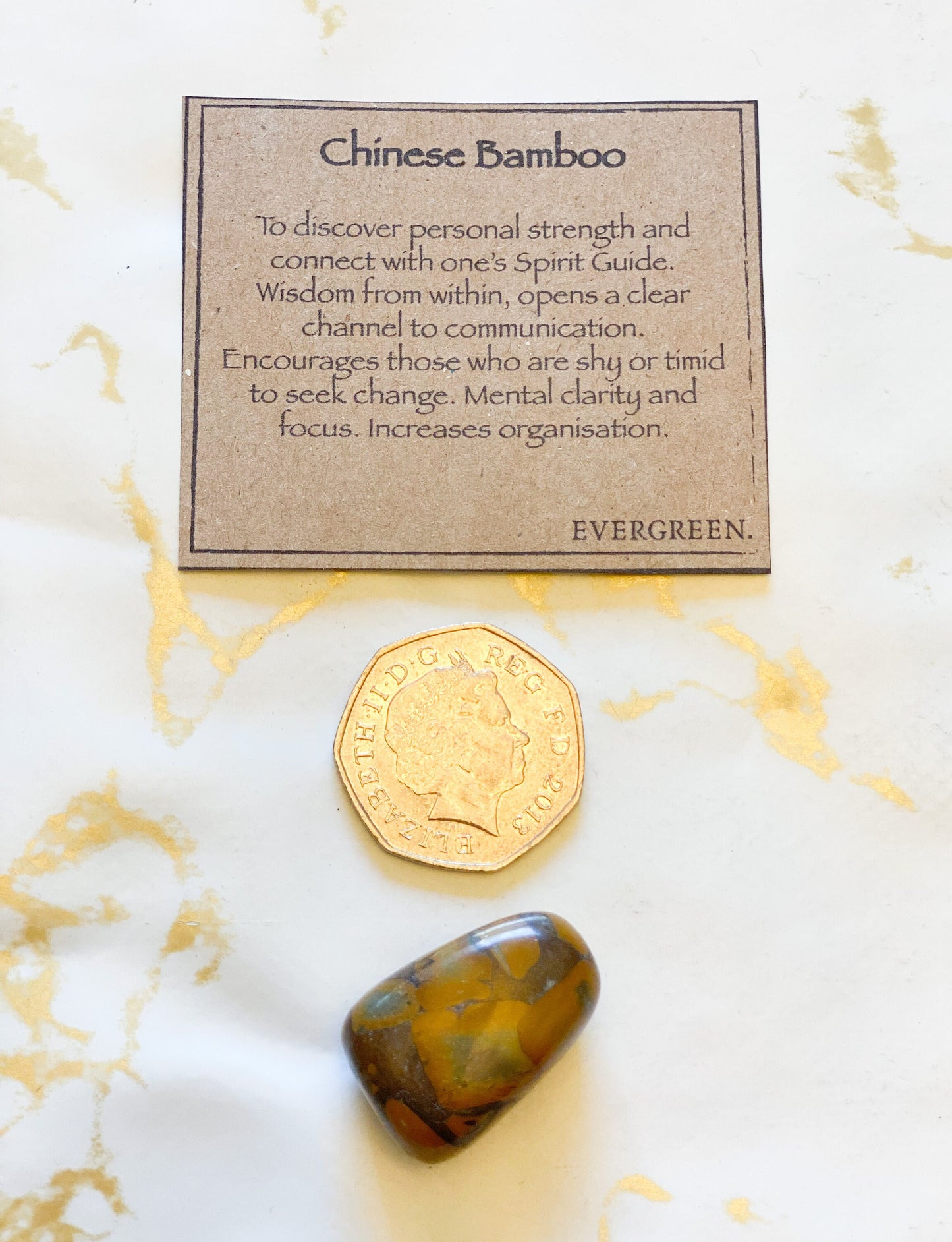 Chinese Bamboo Crystal Tumbled Stone - Strength, Wisdom, Clarity