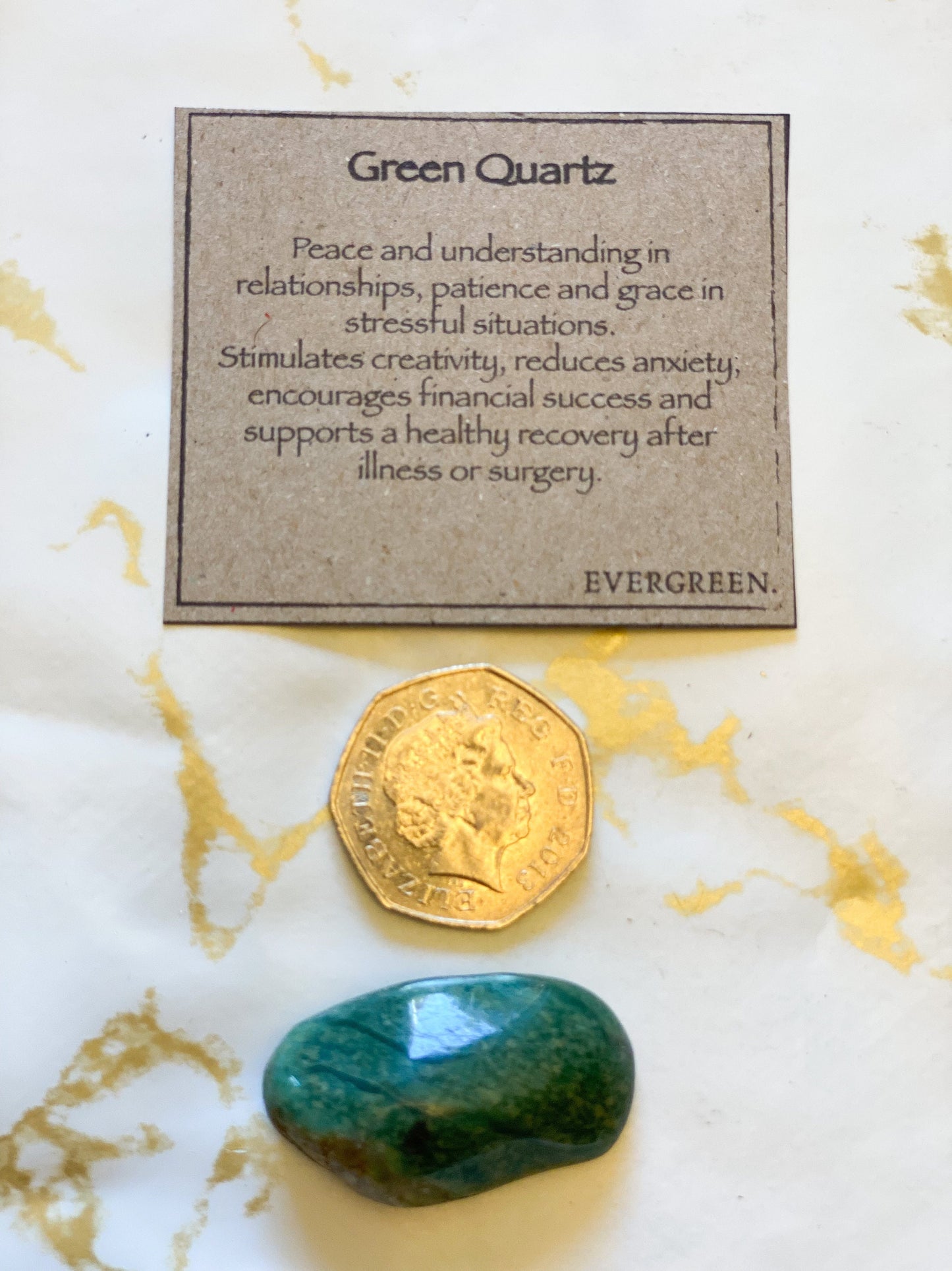 Green Quartz Crystal Tumbled Stone - Peace, Patience, Creativity