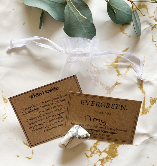 White Howlite Tumbled Stone - Calming, Awareness & Knowledge