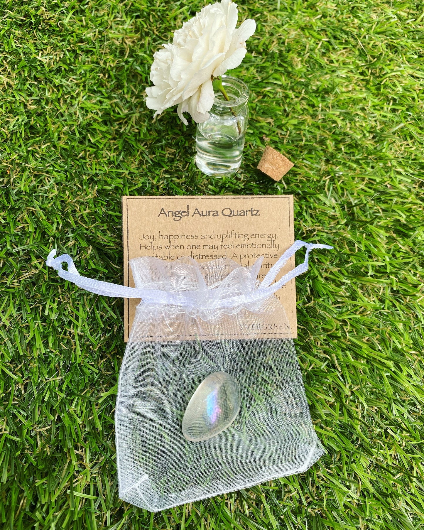 Angel Aura Quartz Tumbled Stone - Protection, Happiness, Peace