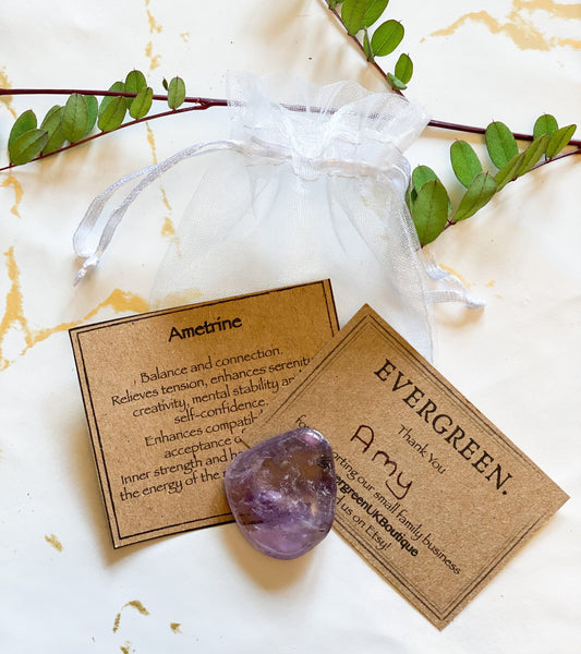 Ametrine Crystal Tumbled Stone - Balance, Stability & Creativity