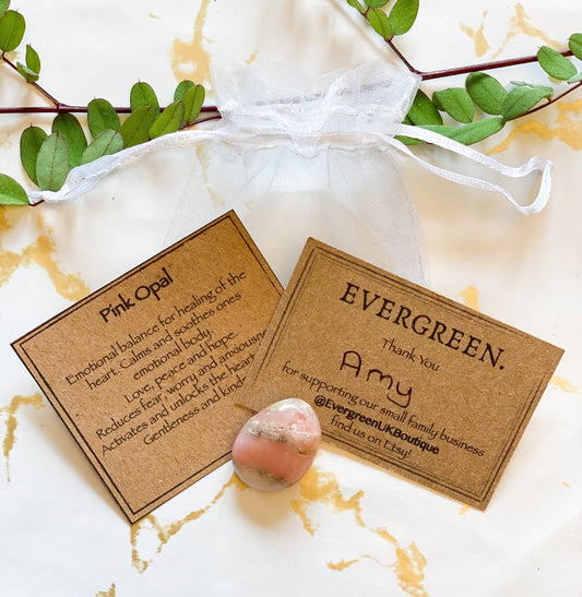 Pink Opal Crystal Tumbled Stone - Love, Peace & Hope