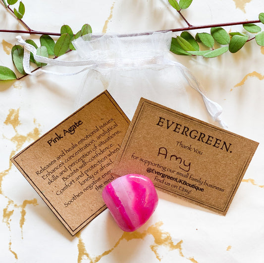 Pink Agate Crystal Tumbled Stone - Healing, Concentration & Self-Confidence