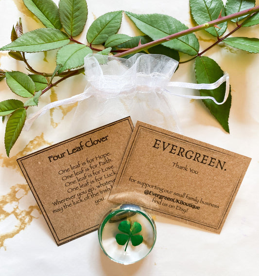 Four Leaf Clover Crystal Resin - Luck, Good Fortune & Success