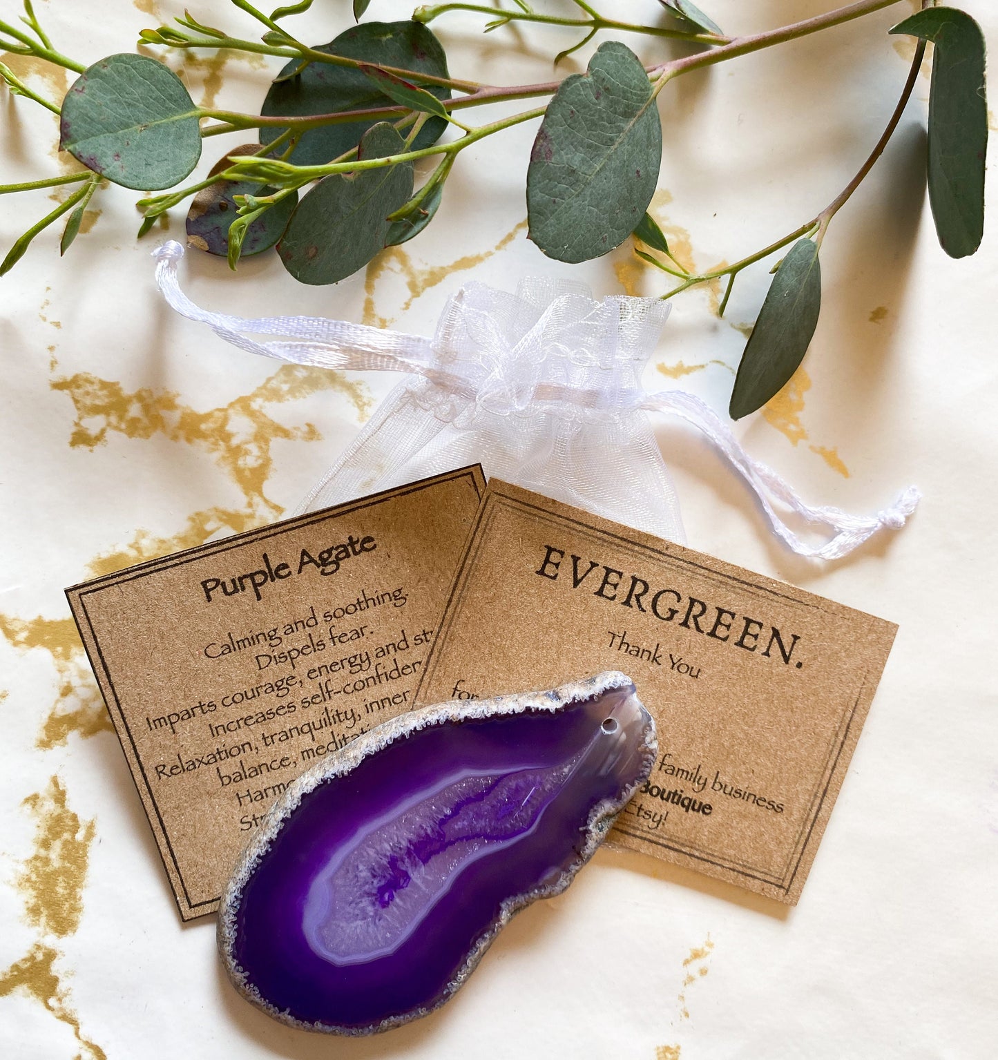Drilled Purple Agate Crystal Slice - Courage, Energy & Strength