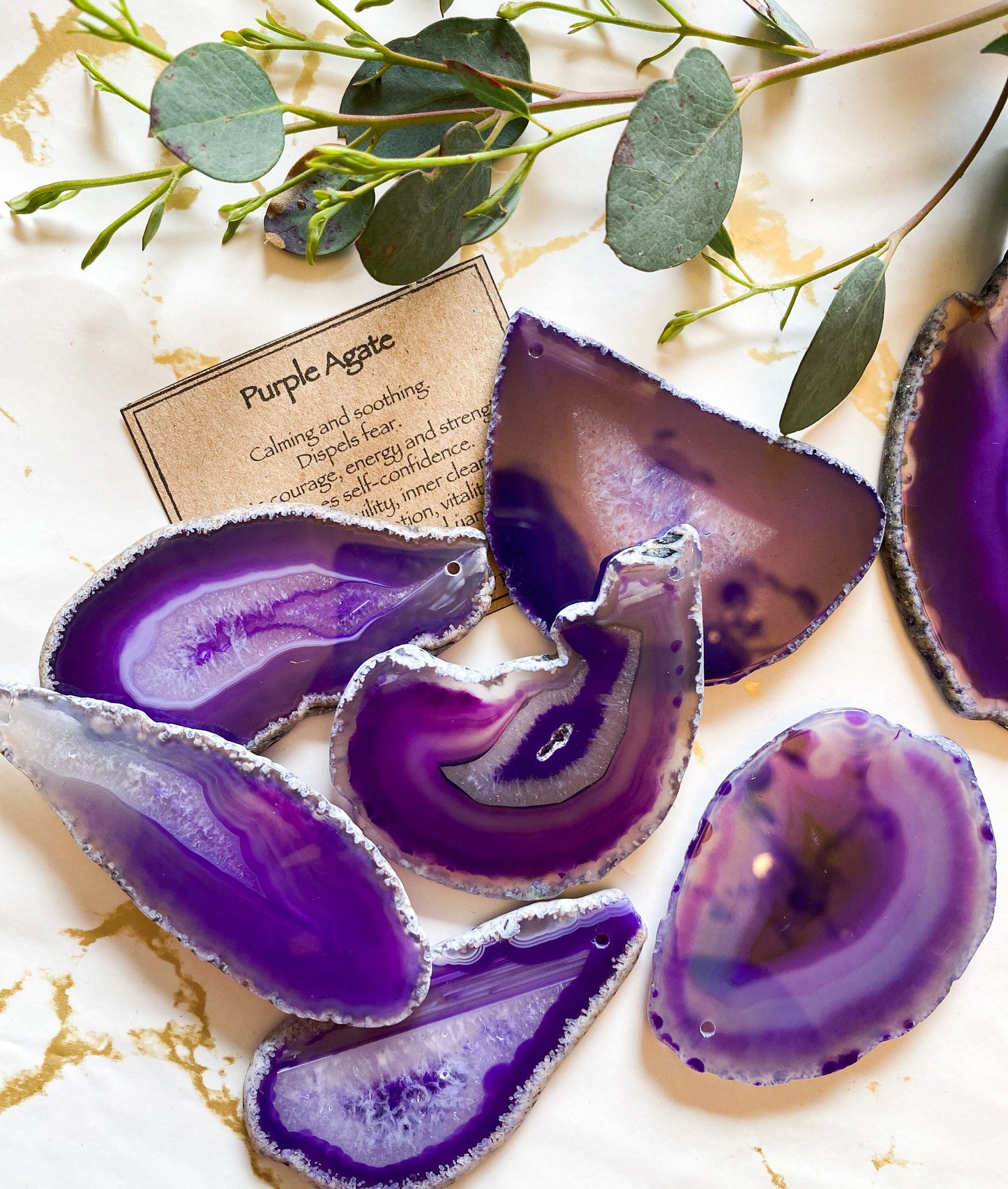 Drilled Purple Agate Crystal Slice - Courage, Energy & Strength
