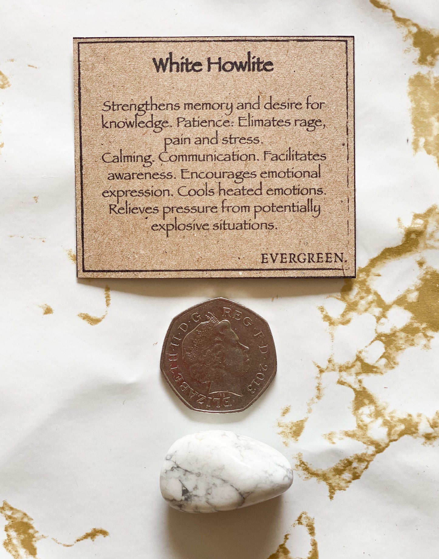 White Howlite Tumbled Stone - Calming, Awareness & Knowledge