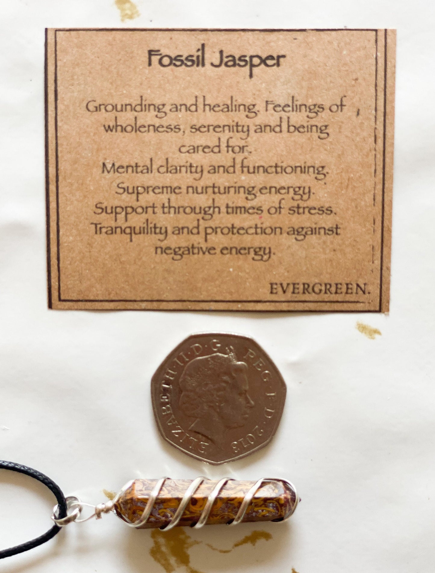 Fossil Jasper Crystal Spiral Pendant - Serenity, Clarity & Wholeness