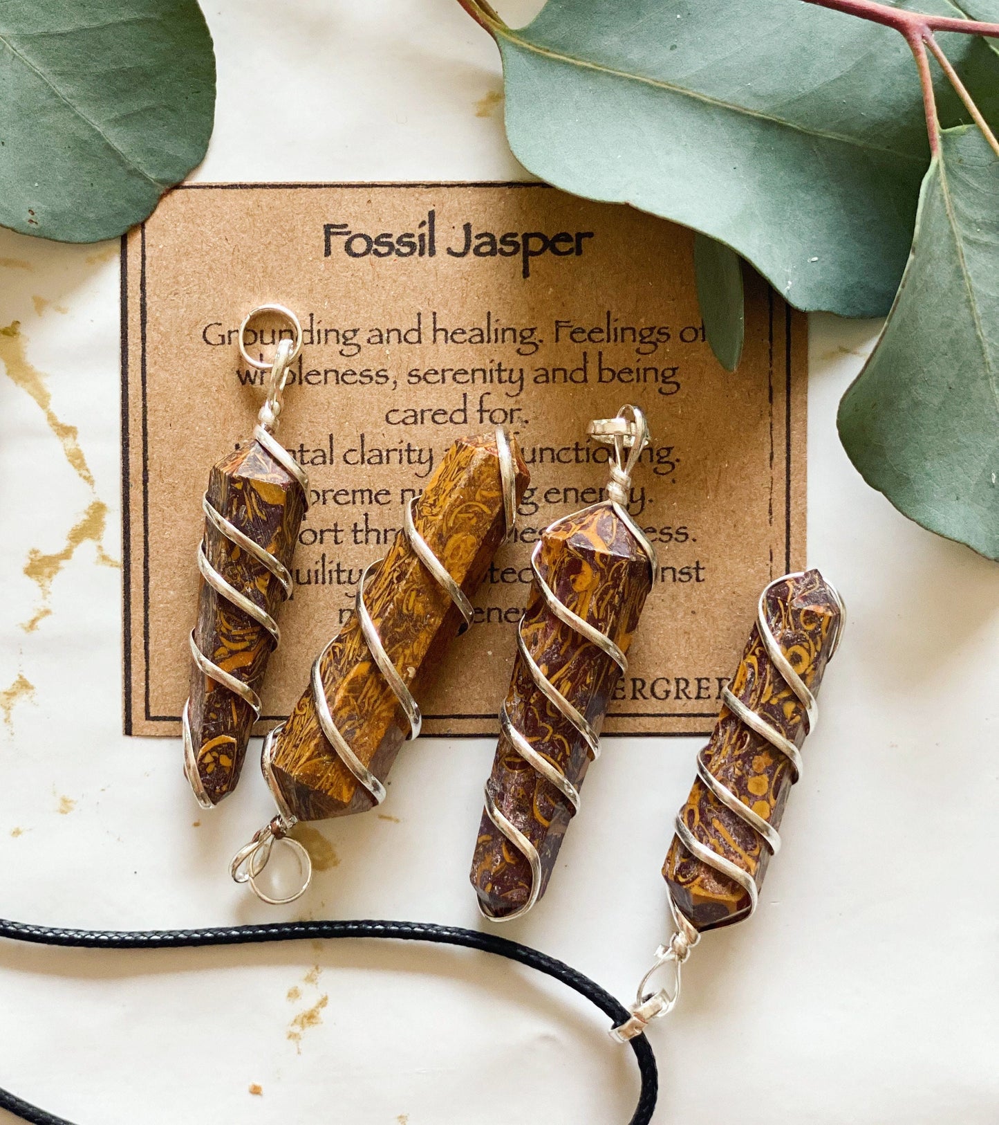 Fossil Jasper Crystal Spiral Pendant - Serenity, Clarity & Wholeness
