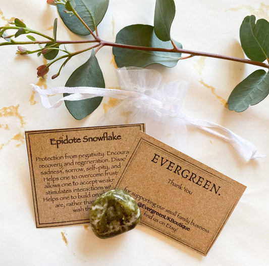 Epidote Snowflake Crystal Tumbled Stone - Protection From Negativity To Overcome Struggles