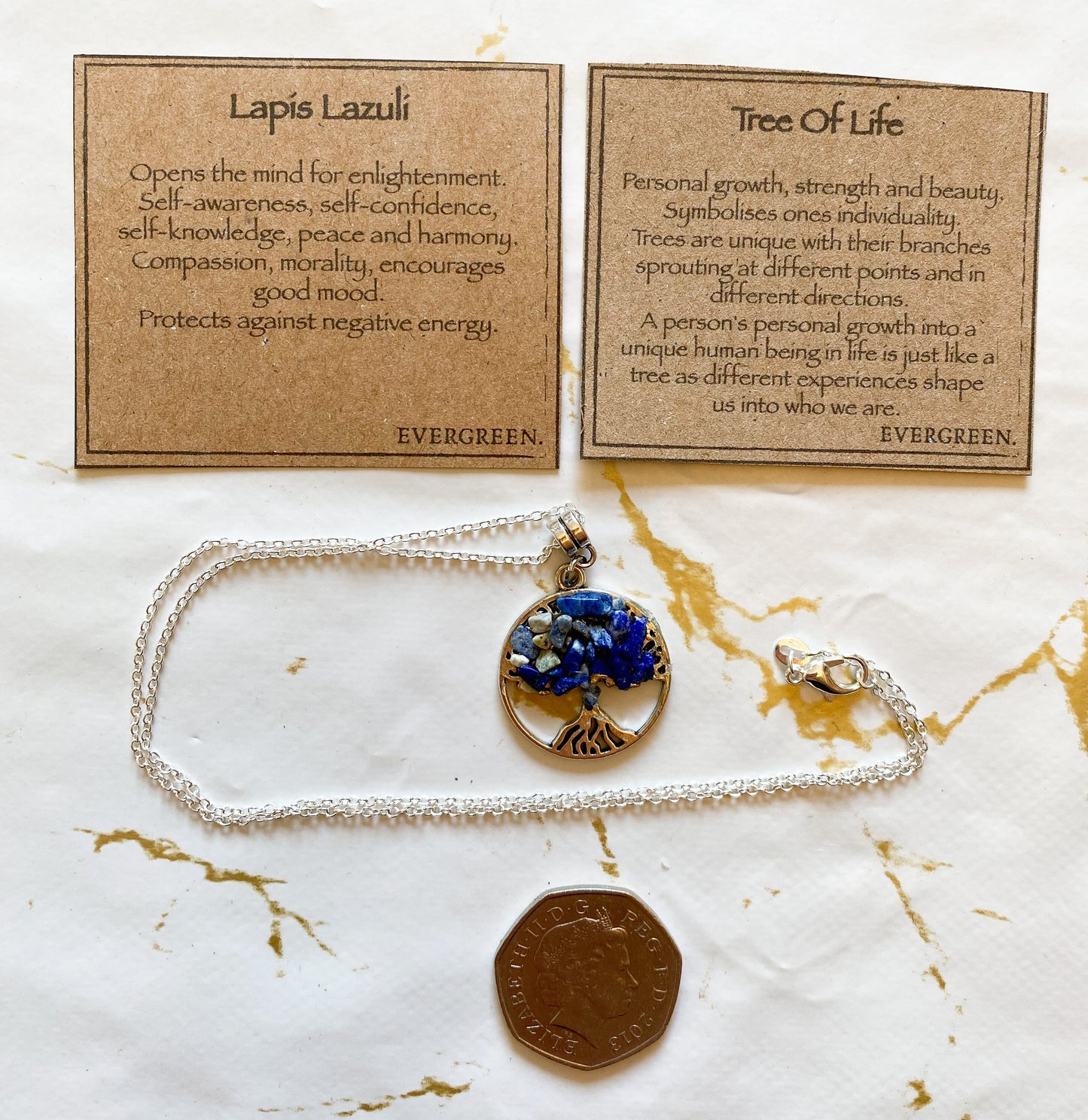 Lapis Lazuli Crystal Tree Of Life Pendant - Growth, Strength, Beauty
