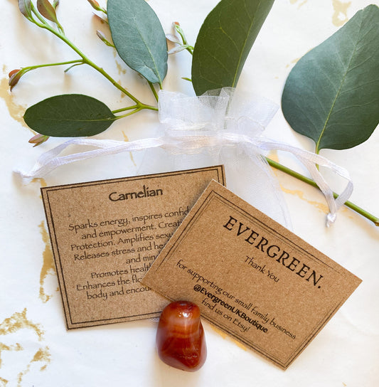 Carnelian Crystal Tumbled Stone - Confidence, Empowerment & Energy