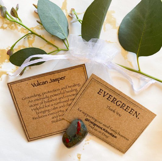 Vulcan Jasper Crystal Tumbled Stone - Grounding, Protection & Healing