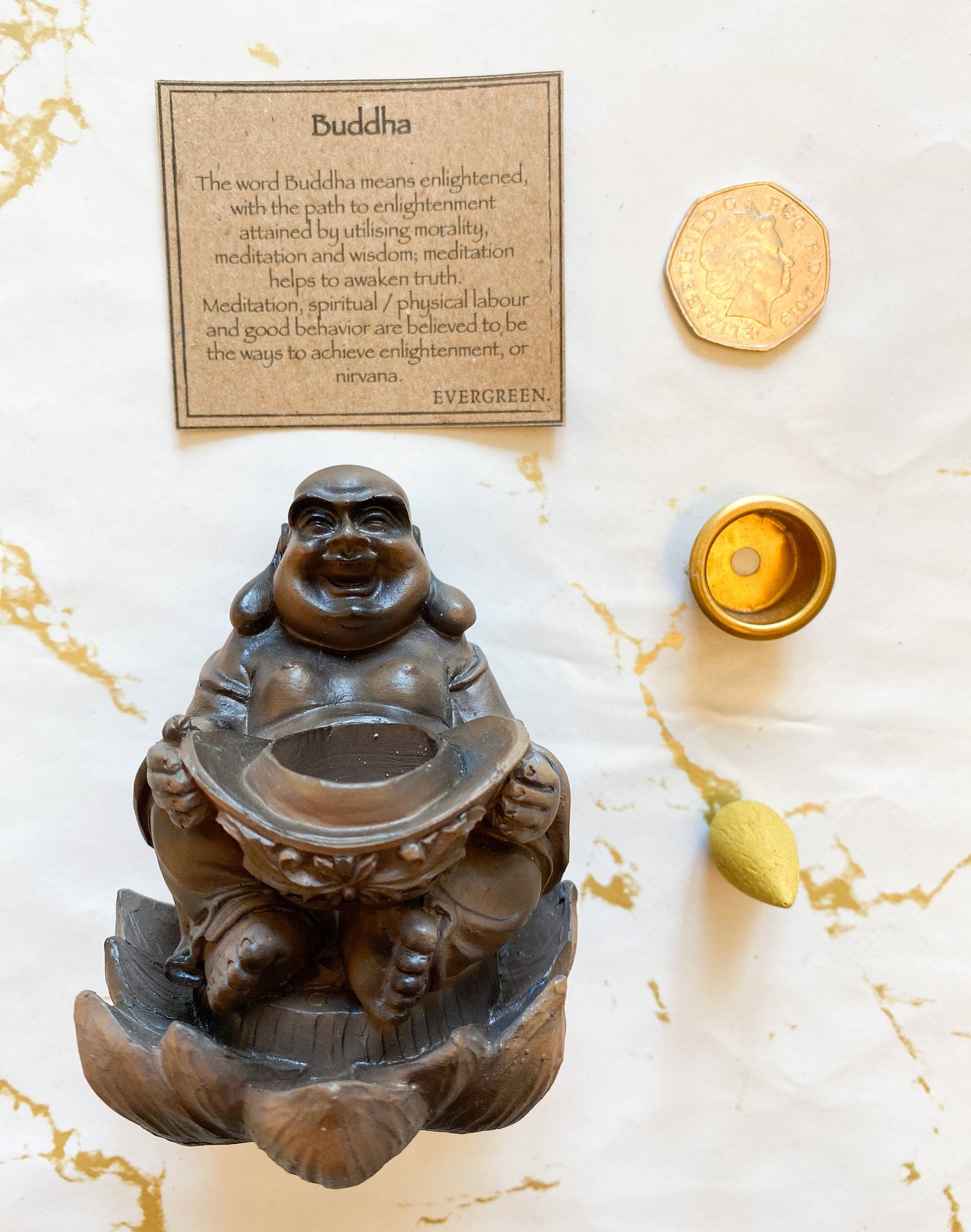 Lucky Buddha Back Flow Incense Burner