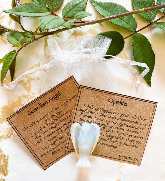 Opalite Crystal Guardian Angel 35mm - Healing, Protection & Success