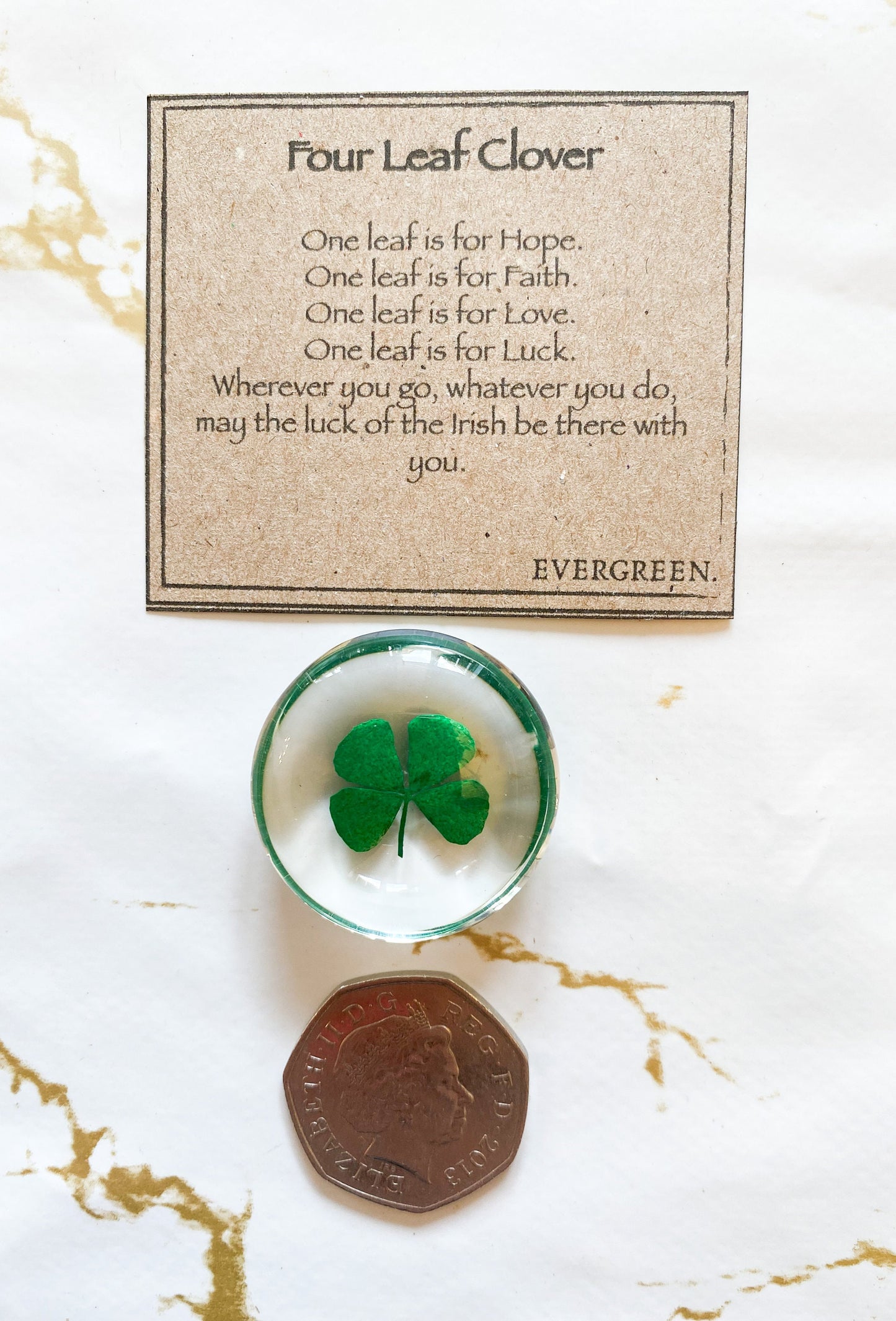 Four Leaf Clover Crystal Resin - Luck, Good Fortune & Success