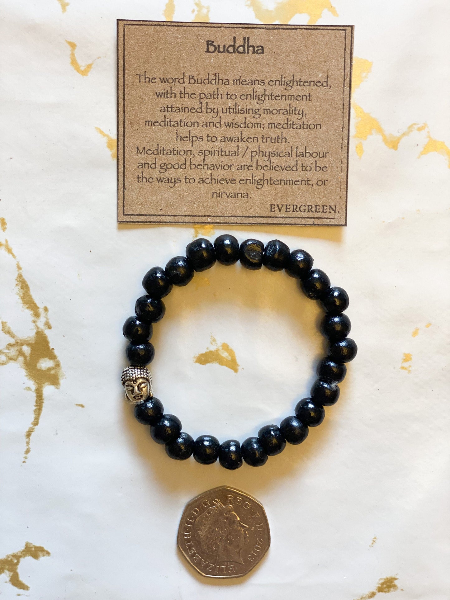Black Wooden Beaded Buddha Bracelet - Enlightenment, Meditation & Wisdom