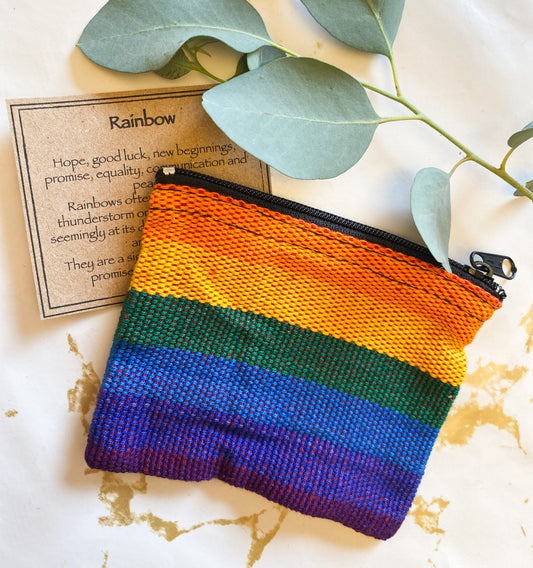 Cotton Rainbow Card/Coin Purse - Peace, Luck & Equality