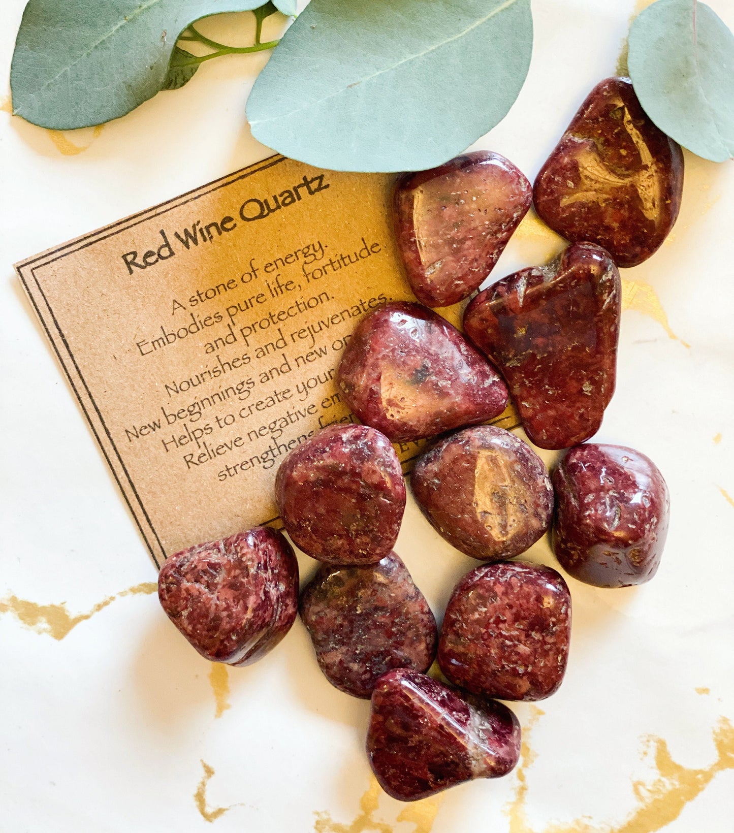 Red Wine Quartz Crystal Tumbled Stone - Life, Energy & New Beginnings