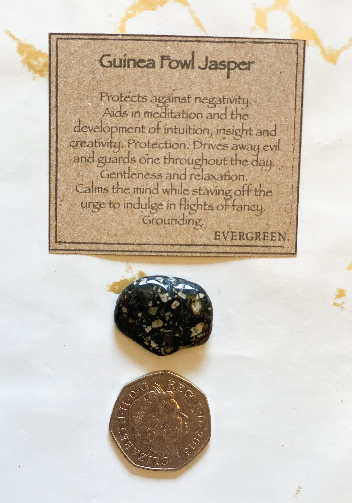 Guinea Fowl Jasper Crystal Tumbled Stone - Protection, Calming & Grounding