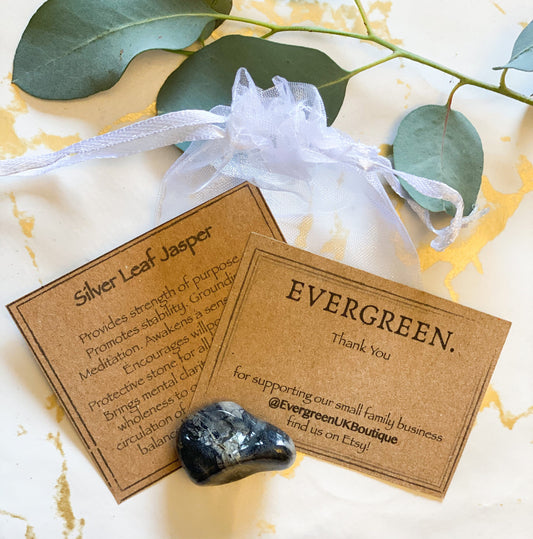 Silver Leaf Jasper Crystal Tumbled Stone - Protection, Strength & Grounding