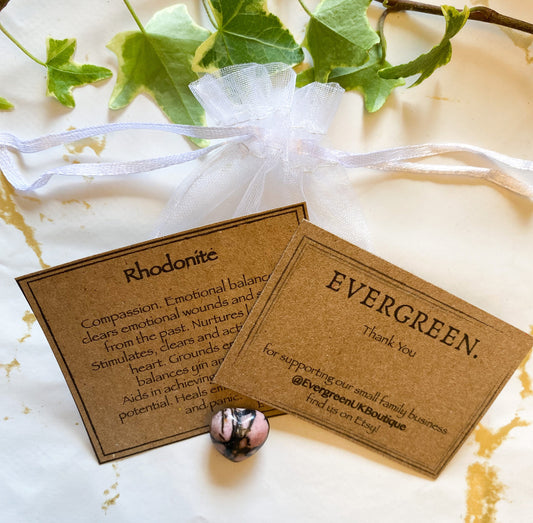 Small Rhodonite Crystal Heart 15mm - Compassion, Love & Grounding