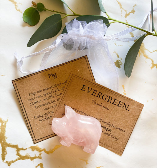Hand Carved Rose Quartz Crystal Pig - Self-Love, Success & Prosperity