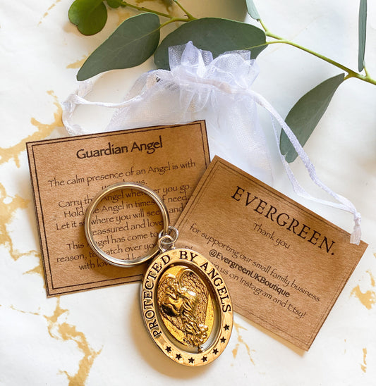 Guardian Angel Spinner Keychain - Peace, Love & Protection