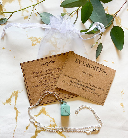 Turquoise Crystal Tumbled Stone Pendant - Balance, Protection & Inner Calm