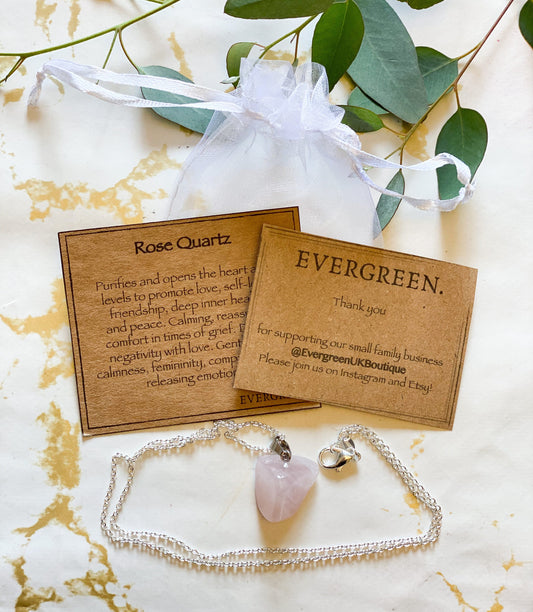 Rose Quartz Crystal Tumbled Stone Pendant - Peace, Healing & Self-Love