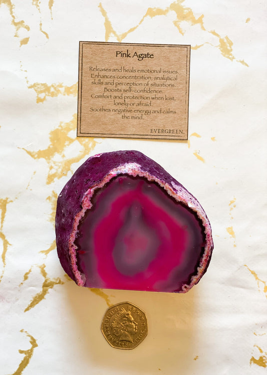 Pink Agate Crystal End - Calming, protection & Self-Confidence