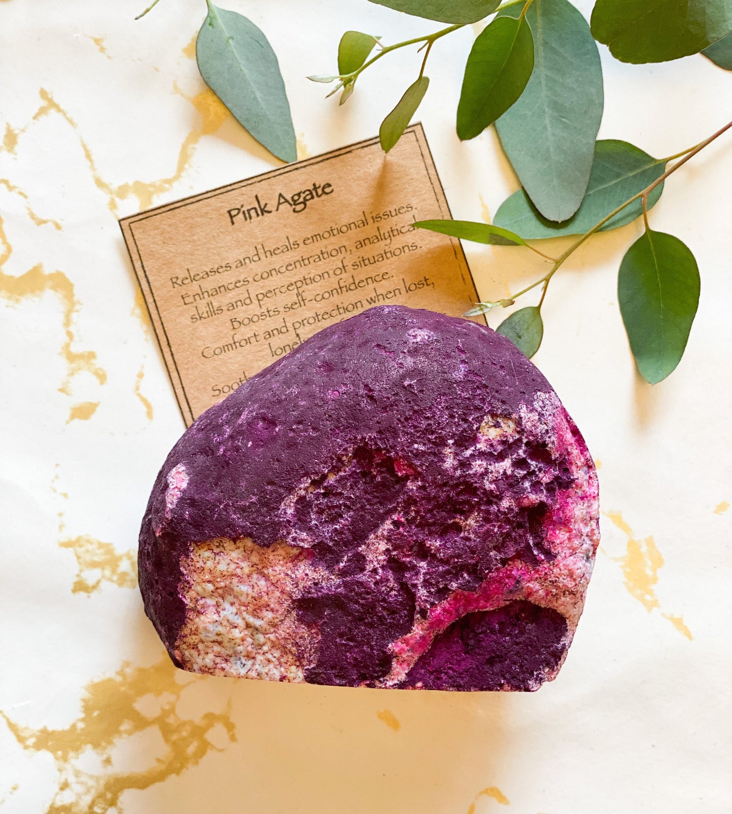 Pink Agate Crystal End - Calming, protection & Self-Confidence