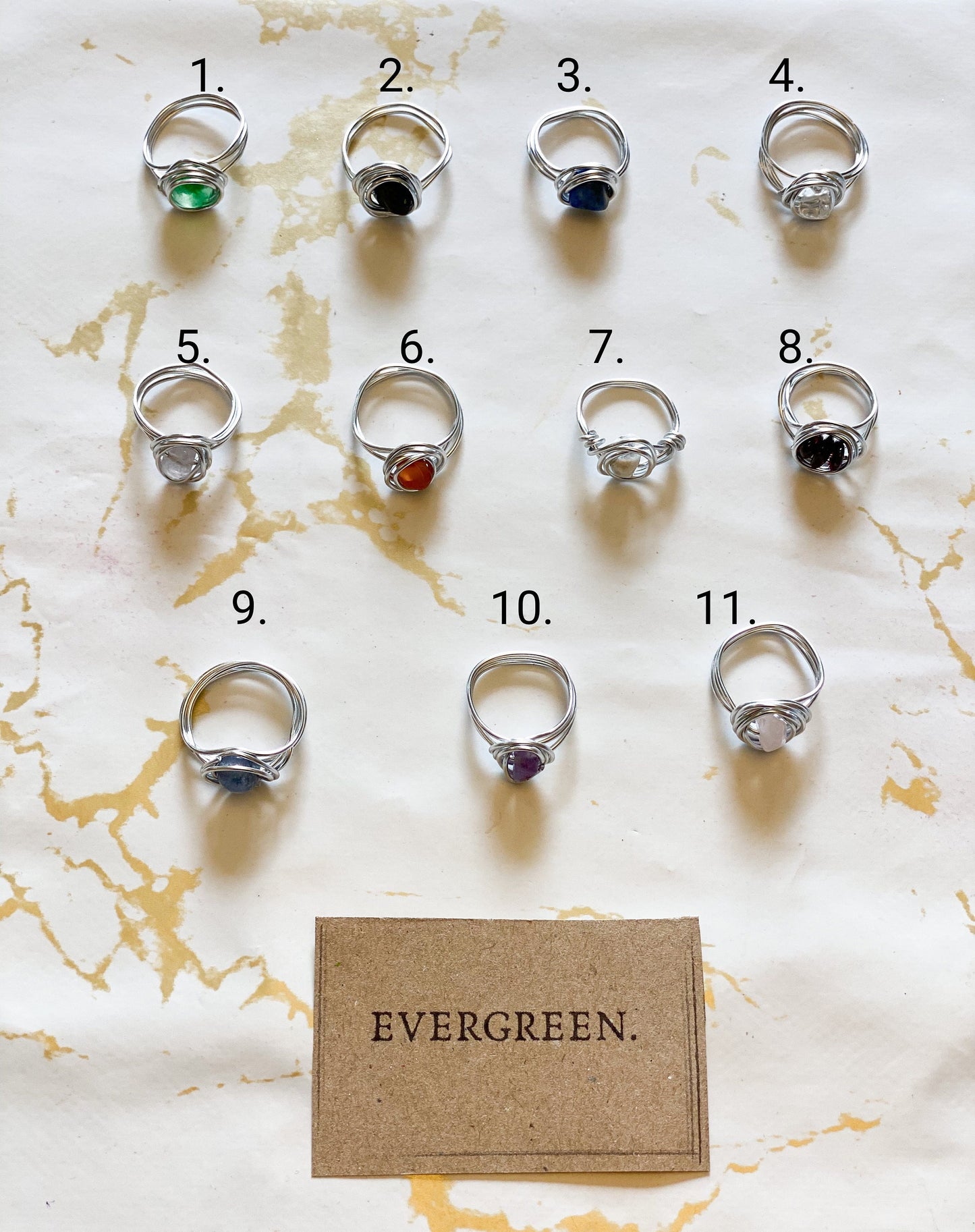 Handmade Crystal Wire Rings - Wide Variety Available