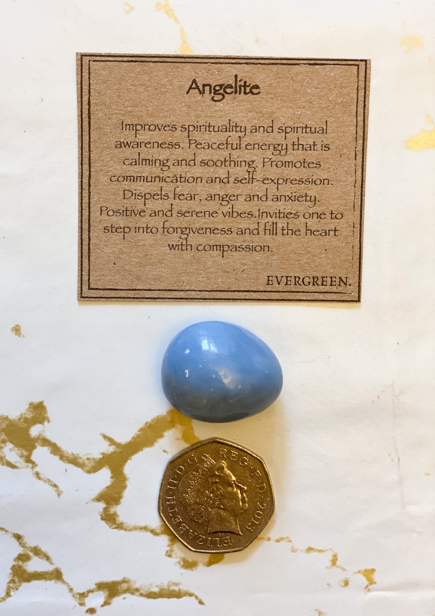 Angelite Crystal Tumbled Stone - Peace, Compassion & Forgiveness