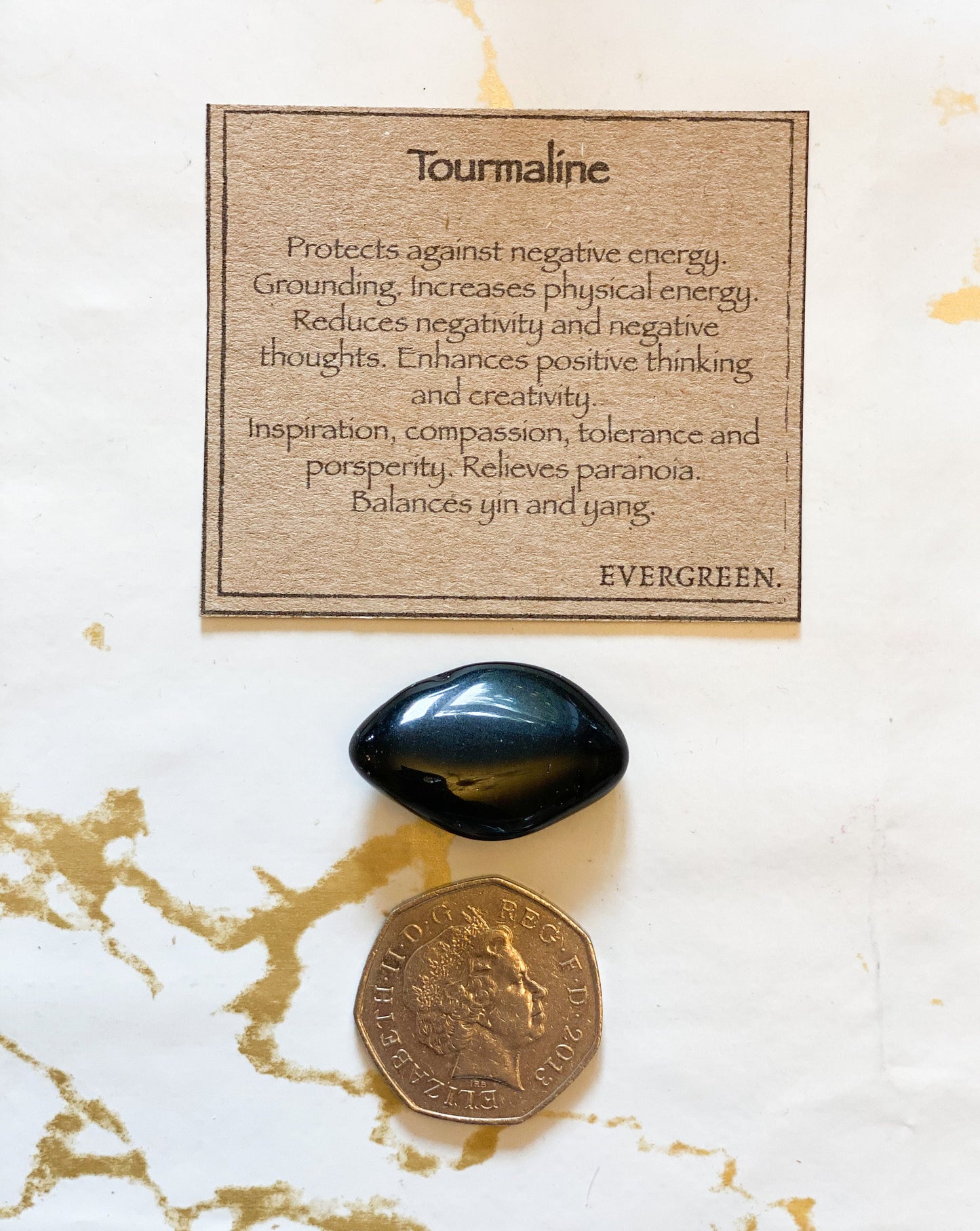 Black Tourmaline Crystal Tumbled Stone - Positivity, Grounding & Energy