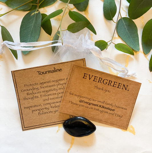 Black Tourmaline Crystal Tumbled Stone - Positivity, Grounding & Energy