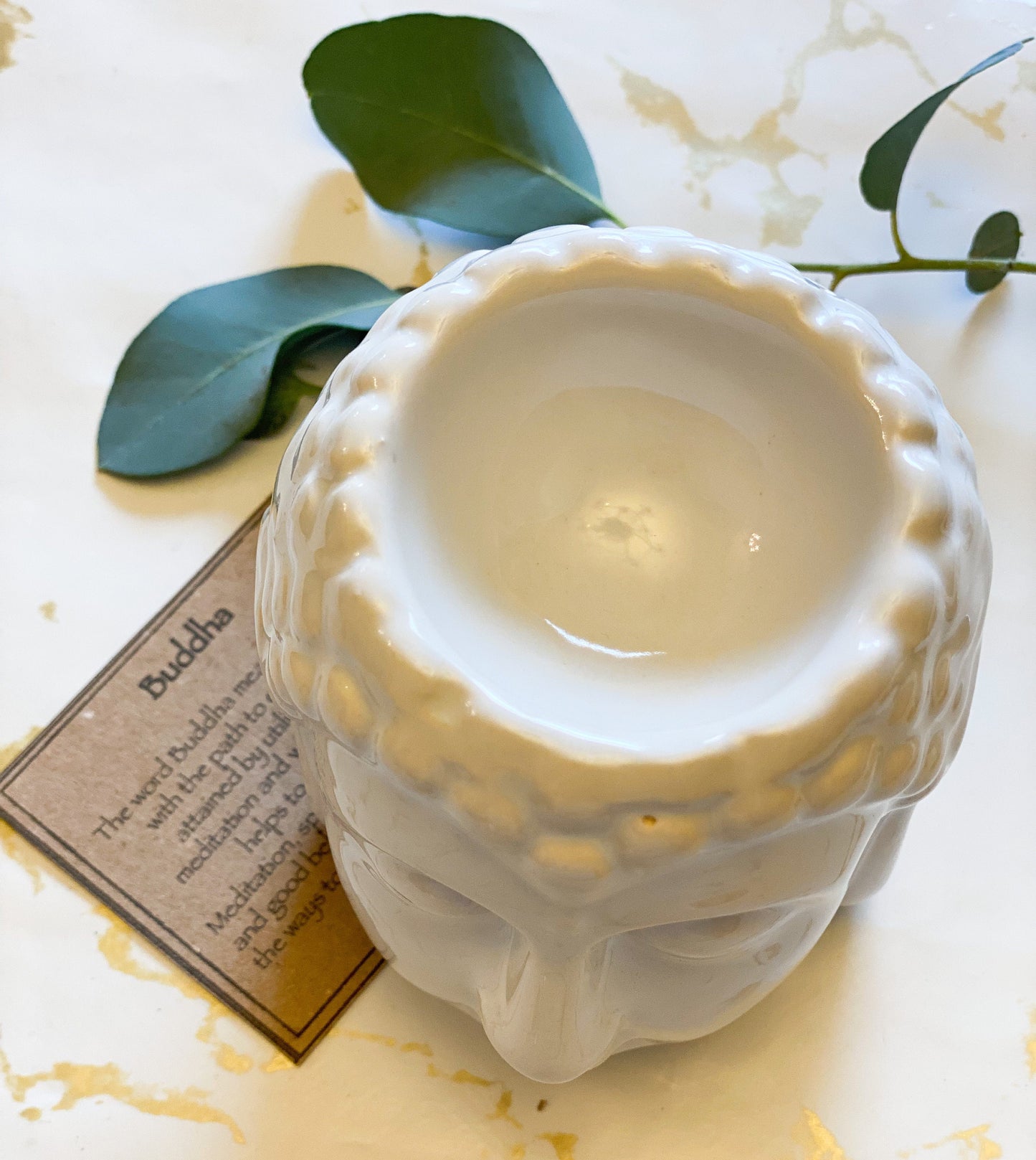 White / Black Buddha Head Oil / Wax Melt Burner - Peace, Love & Light