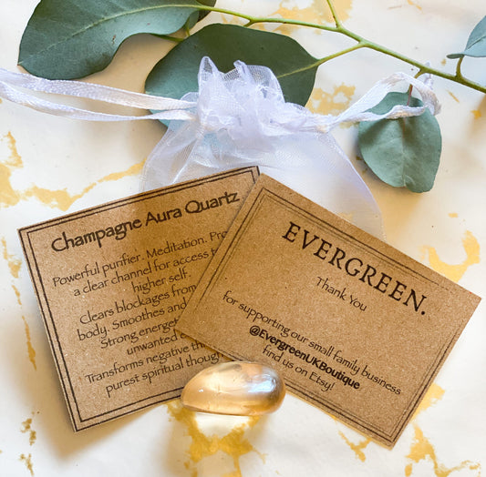 Champagne Aura Quartz Crystal Tumbled Stone - Meditation, Purity & Transformation