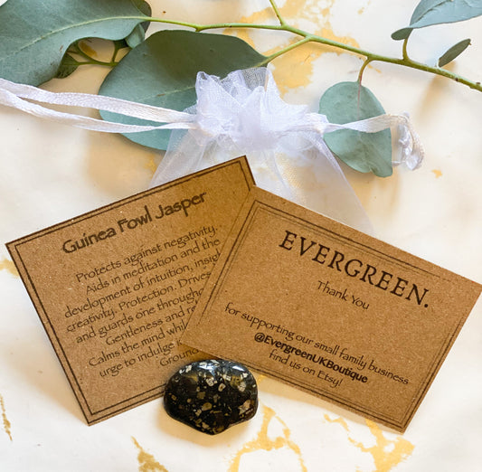 Guinea Fowl Jasper Crystal Tumbled Stone - Protection, Calming & Grounding