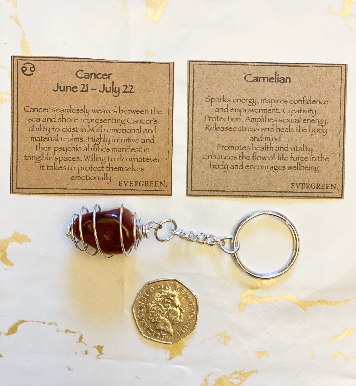 Cancer Zodiac Carnelian Crystal Keychain Gift Set