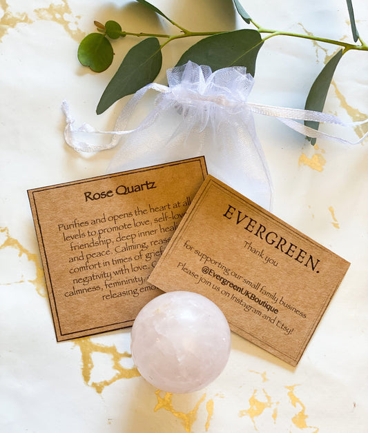 Rose Quartz Crystal Sphere 35mm With Stand - Peace, Love & Healing