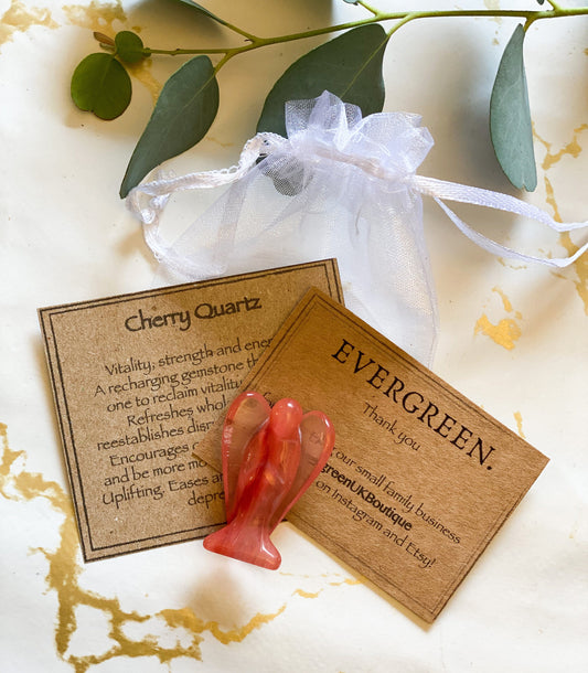 Cherry Quartz Crystal Guardian Angel 35mm / 50mm - Strength, Reassurance & Love