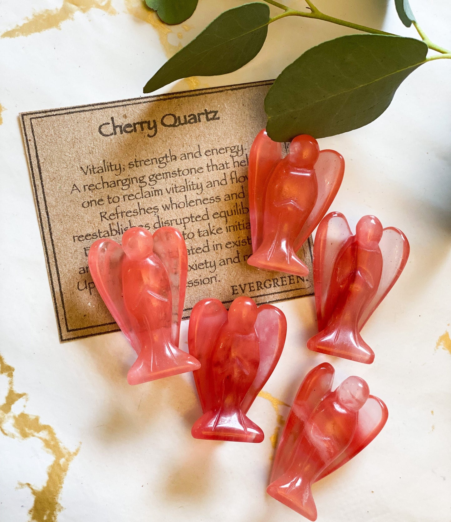 Cherry Quartz Crystal Guardian Angel 35mm / 50mm - Strength, Reassurance & Love