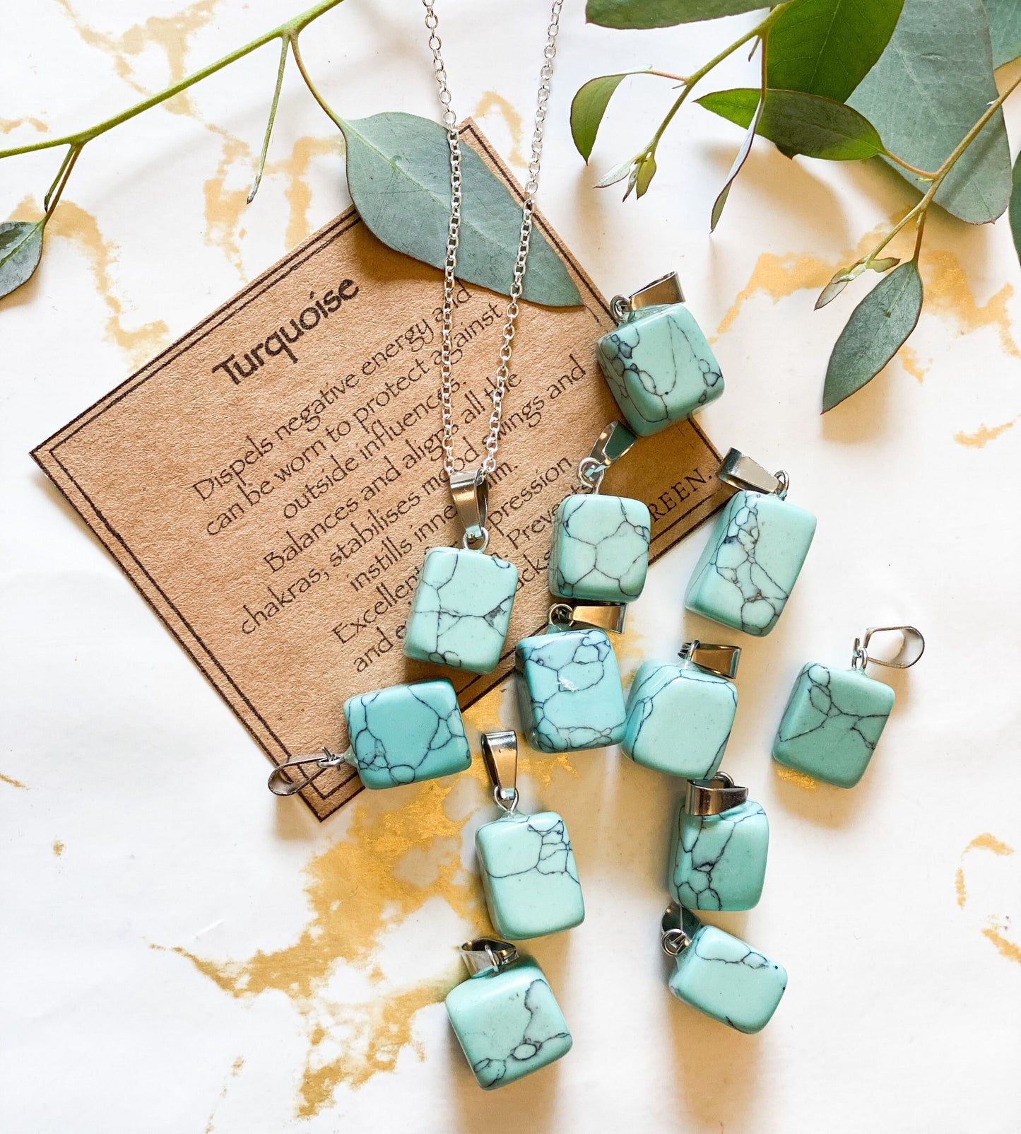 Turquoise Crystal Tumbled Stone Pendant - Balance, Protection & Inner Calm