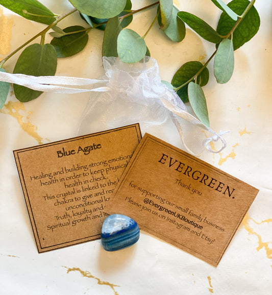 Blue Agate Crystal Tumbled Stone - Love, Truth & Loyalty