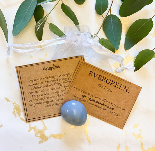 Angelite Crystal Tumbled Stone - Peace, Compassion & Forgiveness