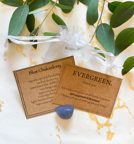 Blue Chalcedony Crystal Tumbled Stone - Self-Perception, Light-Heartedness & Optimism